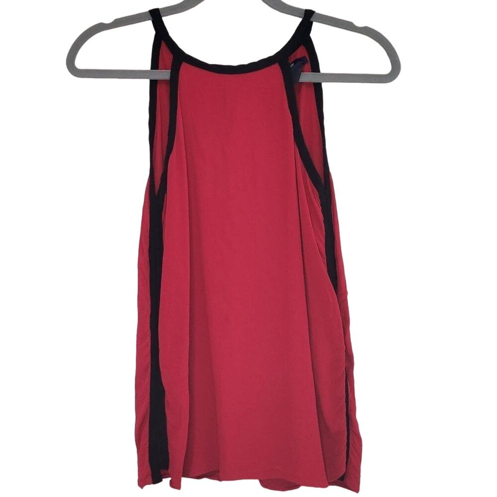 Gap Red Sleeveless Top Black Trim Tie Back Casual‎ Blouse XS
